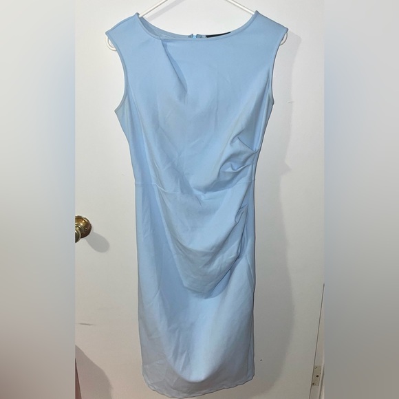 Baby Blue Zip Back Dress with Split Hem - Picture 2 of 4